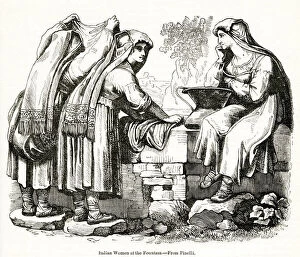 Roman peasant women at a fountain, Italy