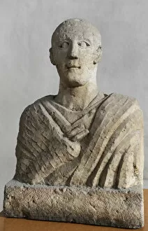 Images Dated 6th January 2014: Roman Period. Funerary bust of a man. Limestone. Samaria. Is