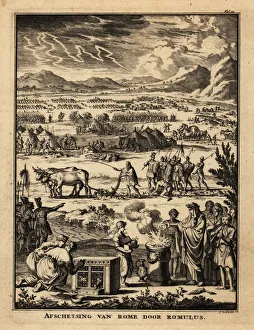 A Roman priest offers a sacrifice to the gods at A Roman priest offers a sacrifice to the gods at