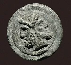 Italia Collection: Roman as with a representation of the god Janus