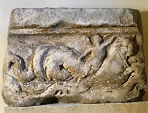 Motifs Prints: Roman Sarcophagus. Cover. Marble. Marine motifs. Catalonia ?