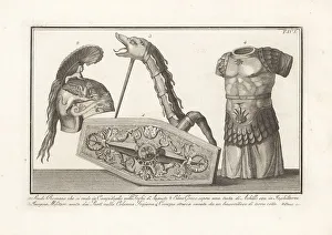 Ancient Egyptians Prints: Roman shield and standard, Greek helmet, etc
