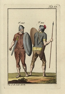 Roman soldiers with shields, swords, helmets Roman soldiers with shields, swords, helmets