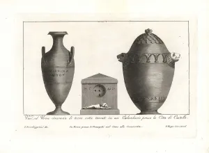 Etruscans Prints: Roman terracotta vases and cinerary urn