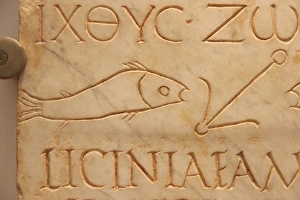 Images Dated 11th August 2005: Roman tombstone with Christian iconography. Amias Licinia de