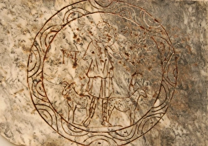 Images Dated 11th August 2005: Roman tombstone depicting the Good Shepherd. Baths of Diocle