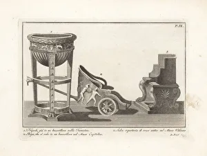 Bas Relief Prints: Roman tripod, chariot and repertory chair