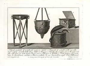 Roman tripod, lamp, perfume box and mystical basket