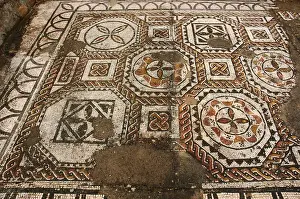 Roman Villa of Pisoes. Polychrome mosaic with geometric moti