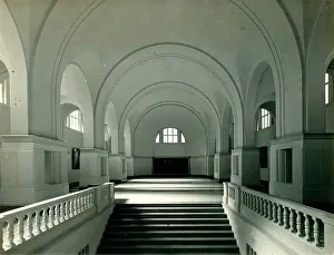 Staircase Prints: Romanesque arches, staircase and colonnade