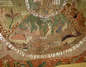 Needlework Prints: Romanesque Art. 11th century. Tapestry of Creation or Girona