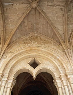 Romanesque art. Monastery of Santes Creus. Entrance to the C Romanesque art. Monastery of Santes Creus. Entrance to the C