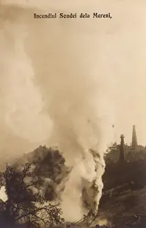 Derrick Prints: Romania - Fire in Moreni