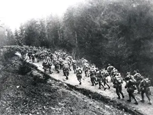 Carpathian Prints: Romanian troops on the march, Carpathians, WW1