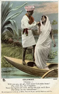 Romantic couple on boat, Ceylon (Sri Lanka)