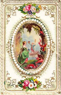 Romantic couple on a greetings card