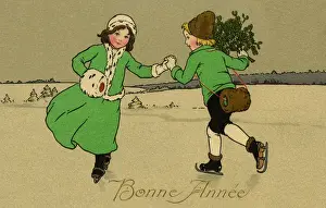 Amidst Prints: Romantic couple skating