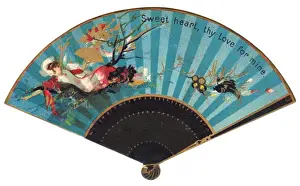 Romantic greetings card in the form of a fan