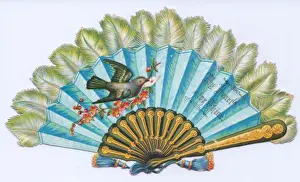 Romantic greetings card in the form of a fan