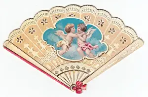 Romantic greetings card in the form of a fan