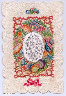Romantic paper lace card with shells