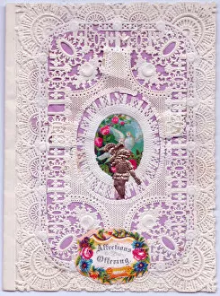Delicate Gallery: Romantic paper lace card in white and mauve