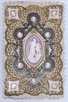 Delicate Gallery: Romantic paper lace card in white, mauve and gold