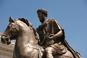 Images Dated 9th August 2005: Rome. Equestian Statue of Emperor Marcus Aurelius. Piazza Ca