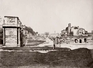 Rome, Italy, unusual view of Roman Ruins