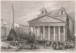 Pantheon and Fountain, Rome, Italy