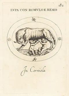 Carnelian Prints: Romulus and Remus suckled by a wolf