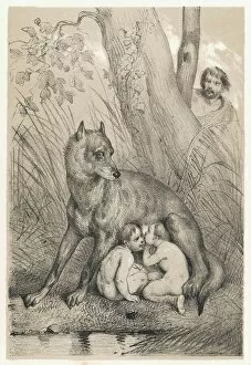 Romulus and Remus suckled by a wolf