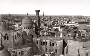 Rooftop Prints: Rooftop view of Cairo towrds the Pyramids, Egypt