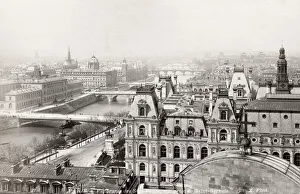 Rooftop Prints: Rooftop view of Paris along the River Seine, France