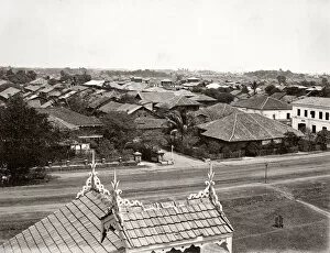 Myanmar Collection: Rooftop view, Ragoon, Yangon, Burma, Myanmar, 1880 s