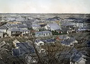 Rooftop Prints: Rooftop view of Yokohama, Japan, circa 1880s