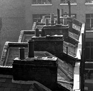 Wrestlers Prints: Rooftops and chimney pots, Wrestlers Court, London