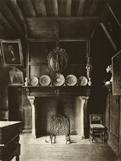 Panelled Gallery: Room with fireplace in Hospice Belle, Ypres, Belgium