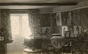 Waller Prints: Room with grand piano and posters