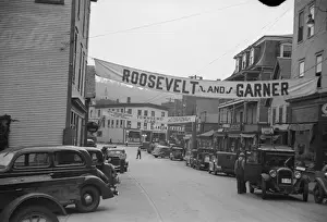 Vermont Prints: Roosevelt banner, Hardwick, Vermont