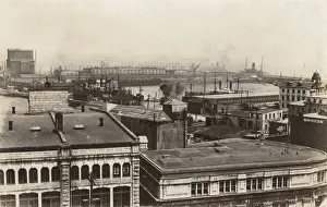 Quebec Prints: Roottop view of docks, Montreal, Quebec, Canada