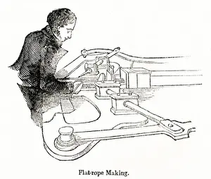 Rope making at a rope and sail cloth factory, East London