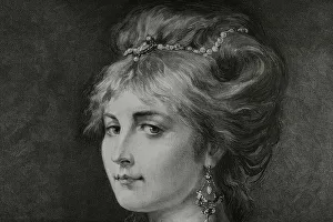 Rose of Flanders. Engraving after a painting by Henri Levy