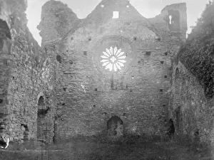 Bishops Prints: Rose window, Bishops Palace, St Davids, South Wales
