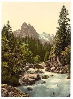 Rosenlaui, well and Wetterhorn, Bernese Oberland, Switzerlan