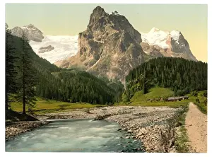 Oberland Prints: Rosenlaui, with well and Wetterhorn, Bernese Oberland, Switz