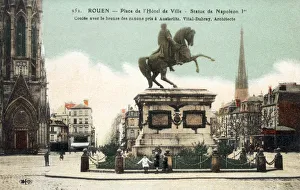 Images Dated 28th October 2019: Rouen, France, Place de l Hotel de Ville, Statue of Napoleon