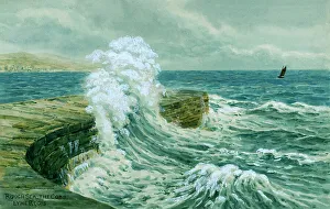 Cobb Prints: Rough sea on The Cobb, Lyme Regis, Dorset