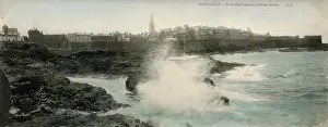 Brittany Prints: Rough sea at Saint Malo, Brittany, Northern France