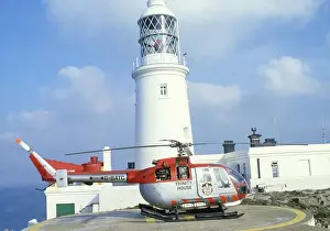 Round Island Lighthouse, Isles of Scilly, Service Helicopter